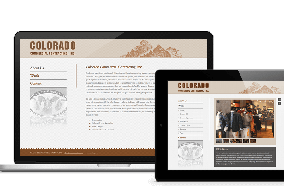 Tablet Ansicht: Colorado Commercial Contracting Inc. Headerbild